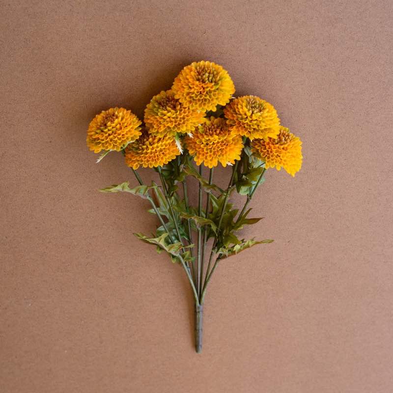 Set of 3 Artificial Mustard Ball Dahlias Bundle of 7